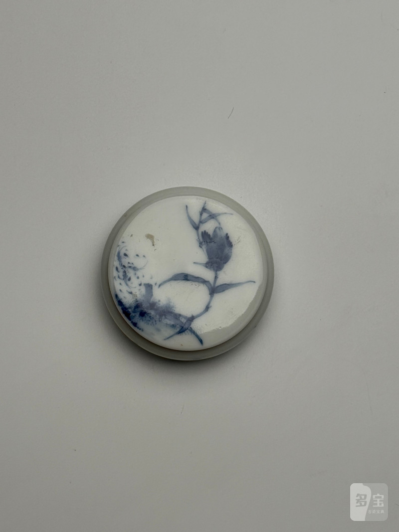 民国  王步风格青花花鸟印盒 - 图3